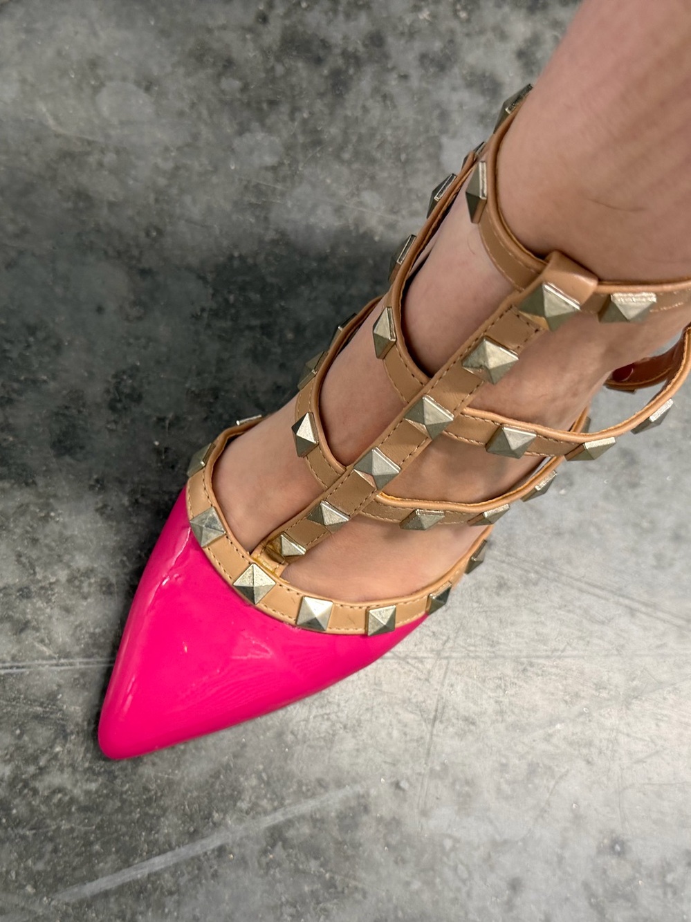Hot Pink Studded Strappy Heels Size 6